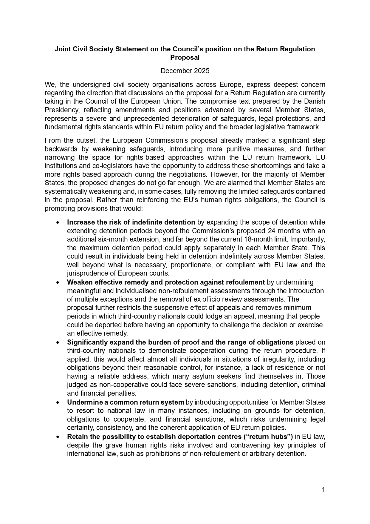 Joint Civil Society Statement on the Council’s position on the Return ...
